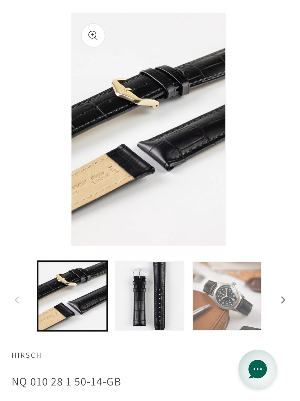 NOS Hirsch Duke 14mm Black Alligator Embossed Leather Watch Band Gold Buckle